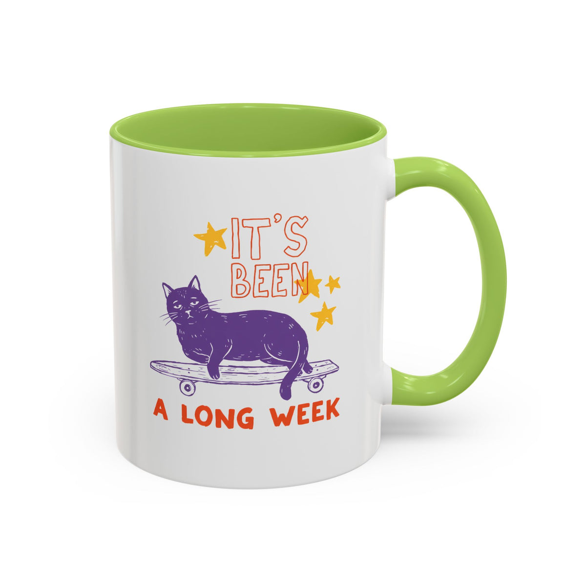 “It’s Been a Long Week” Cat on Skateboard Coffee Mug