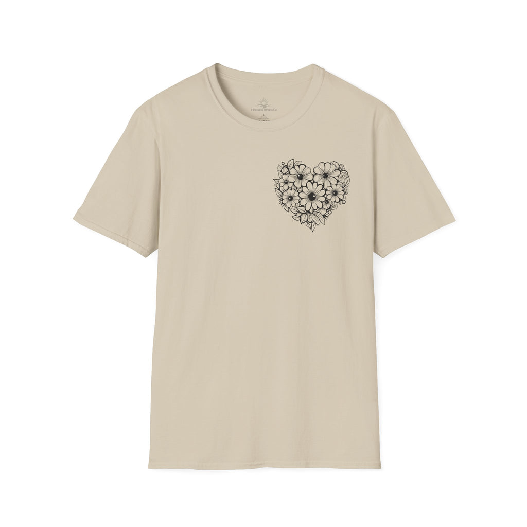 Bloom Kindly Floral Heart T-Shirt – Daisy Line Art