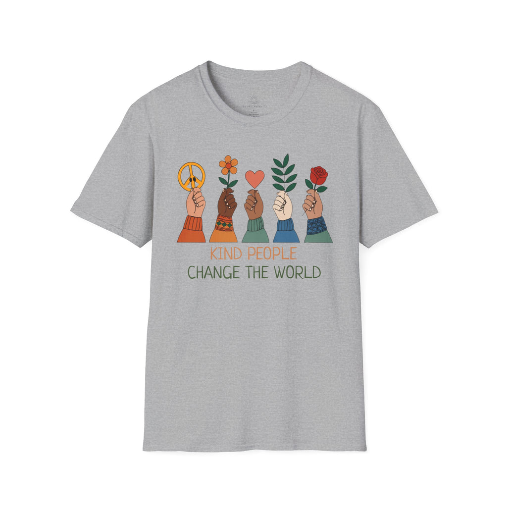 Kind People Change the World T-Shirt | Peace Flower Heart Rose Hands
