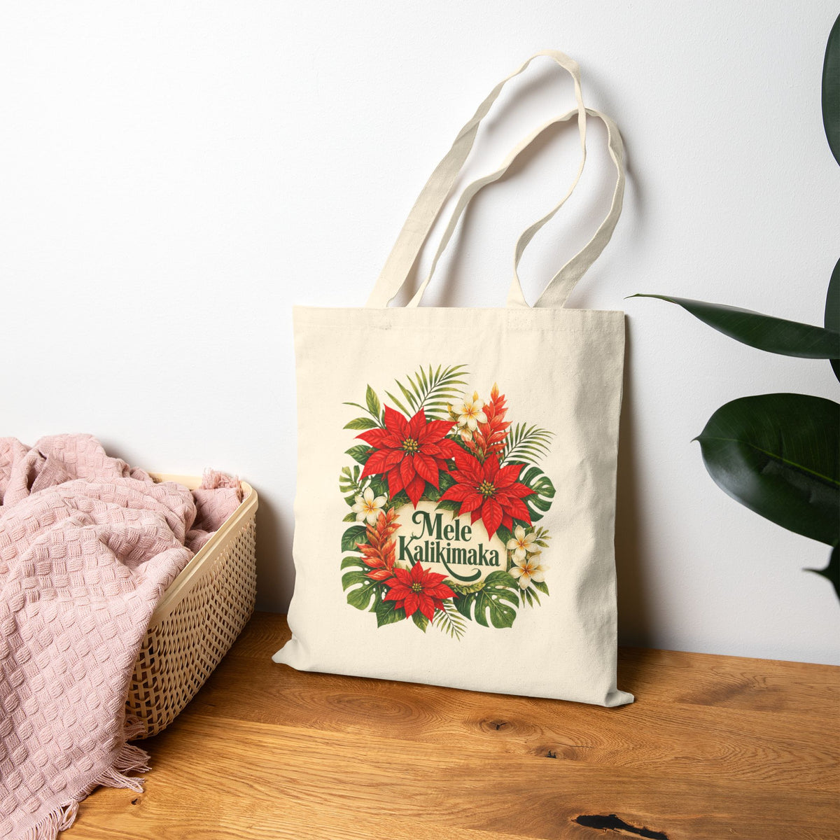 Mele Kalikimaka Floral Tote Bag