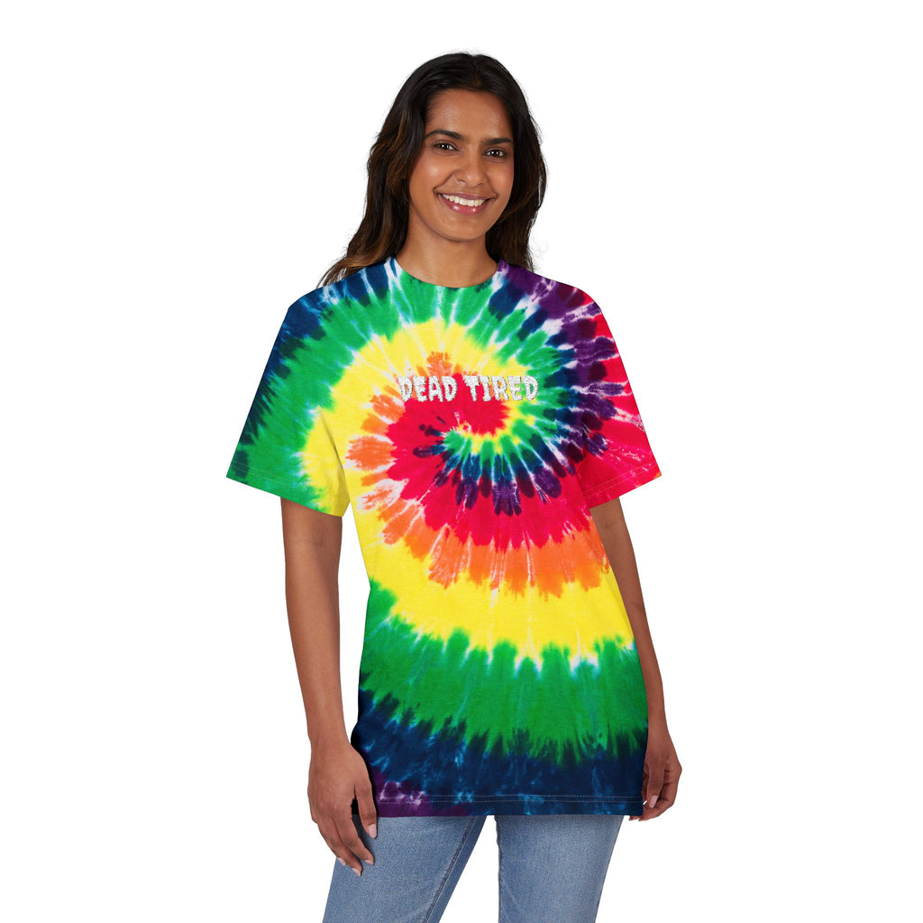 Embroidered "Dead Tired" Tie-Dye Spiral T-Shirt