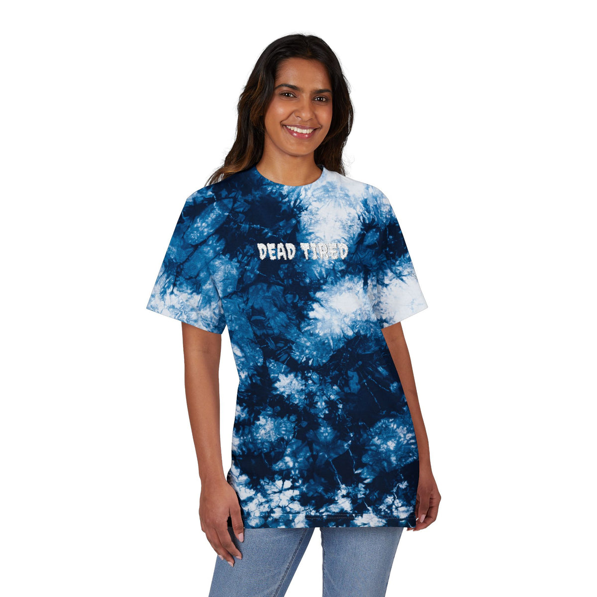 Embroidered "Dead Tired" Tie-Dye Spiral T-Shirt