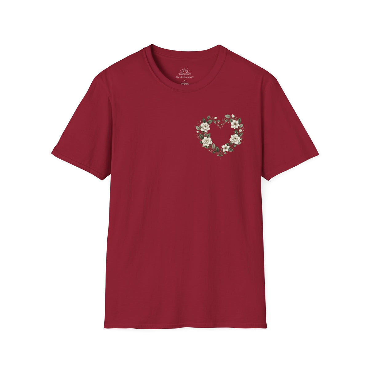 Gardenia Heart Floral Wreath T-Shirt – Botanical