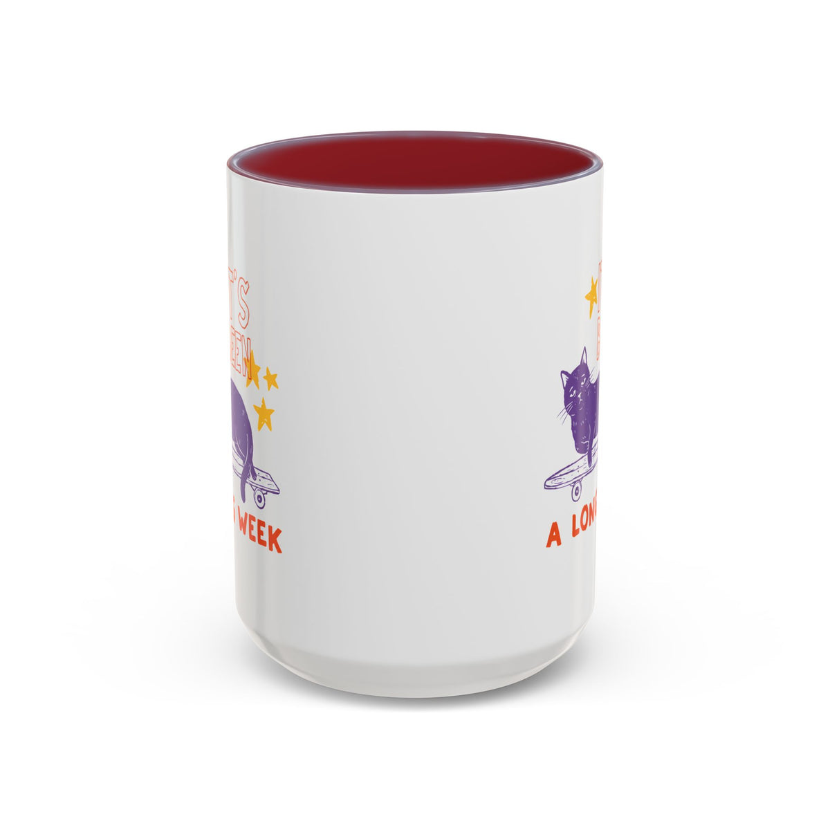 “It’s Been a Long Week” Cat on Skateboard Coffee Mug