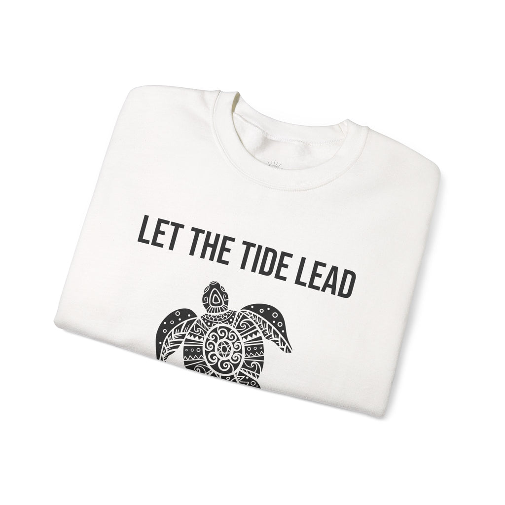 Turtle Crewneck Sweatshirt — "Let the Tide Lead" Coastal Graphic