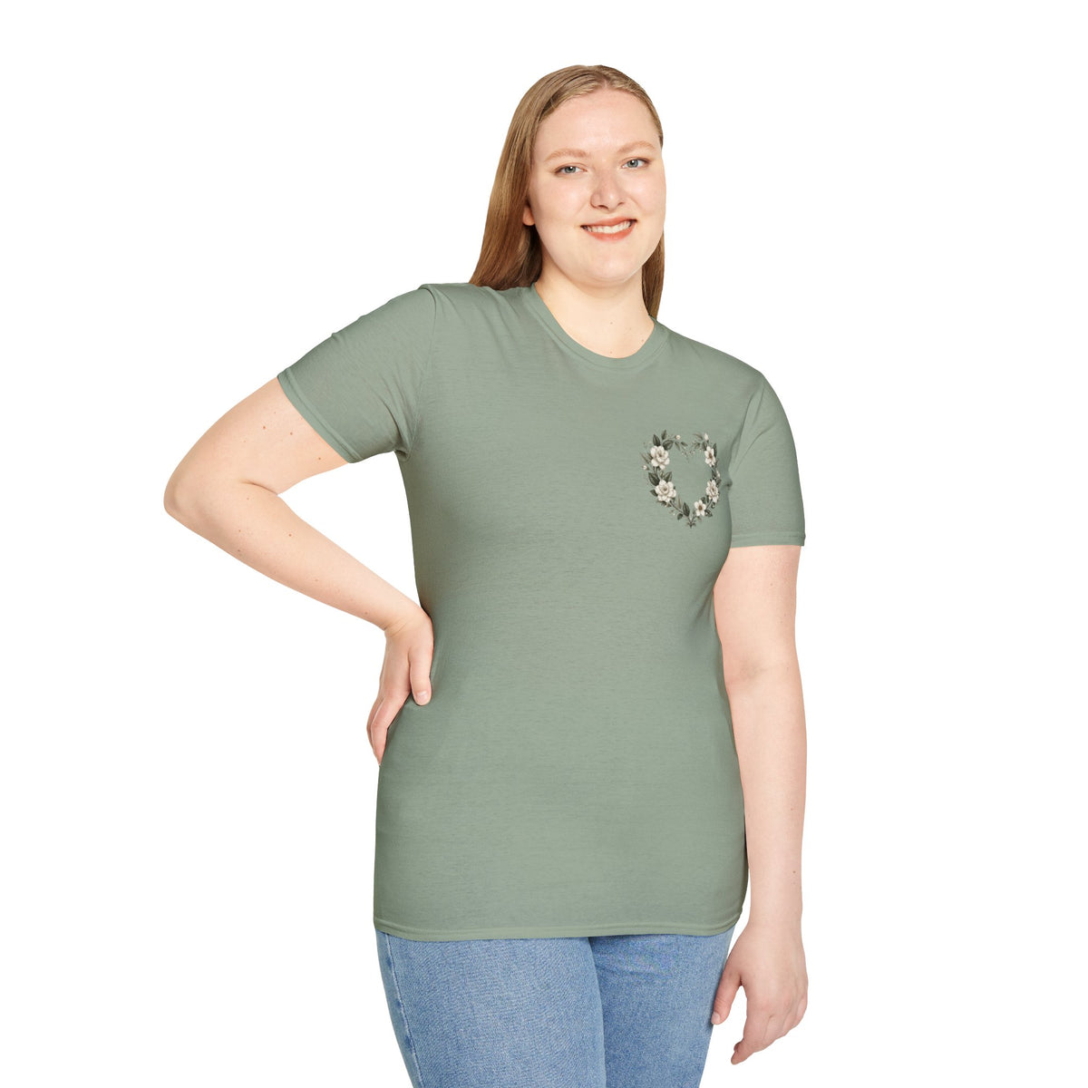 Gardenia Heart Floral Wreath T-Shirt – Botanical