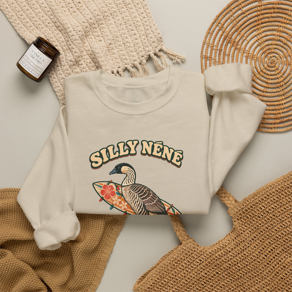 Silly Nēnē Surf Club Christmas Crewneck Sweatshirt – Hawaiian Goose Holiday Sweatshirt