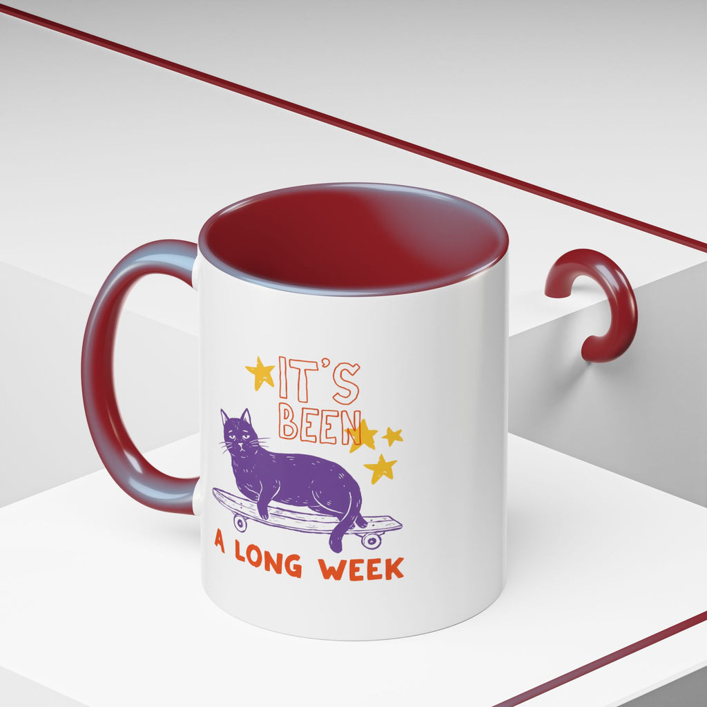 “It’s Been a Long Week” Cat on Skateboard Coffee Mug