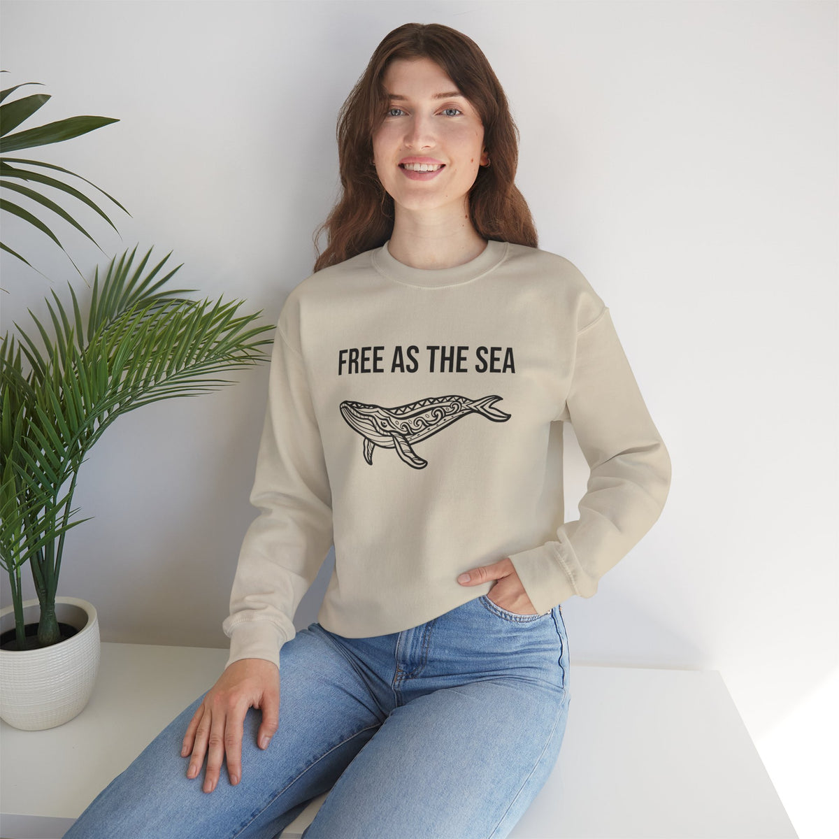 Free As The Sea Whale Sweatshirt – Tribal Ocean Design