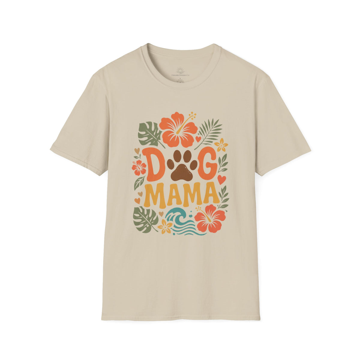 “DOG MAMA” Floral Paw Print Tropical Tee