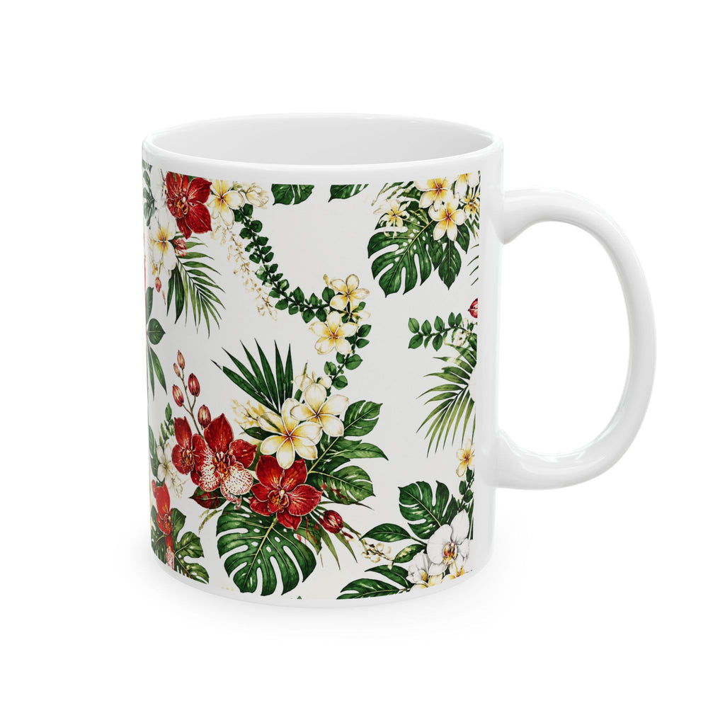 Tropical Floral Ceramic Mug – Hibiscus & Plumeria
