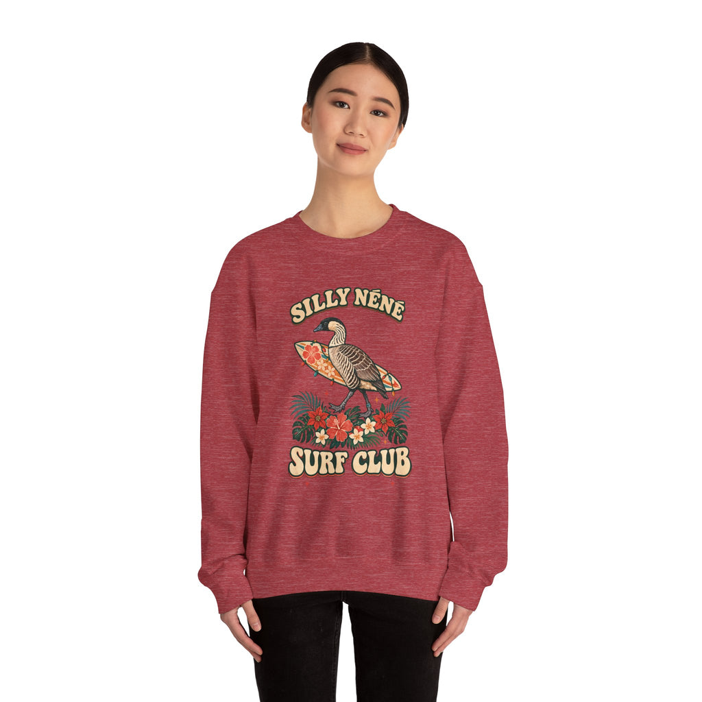 Silly Nēnē Surf Club Christmas Crewneck Sweatshirt – Hawaiian Goose Holiday Sweatshirt