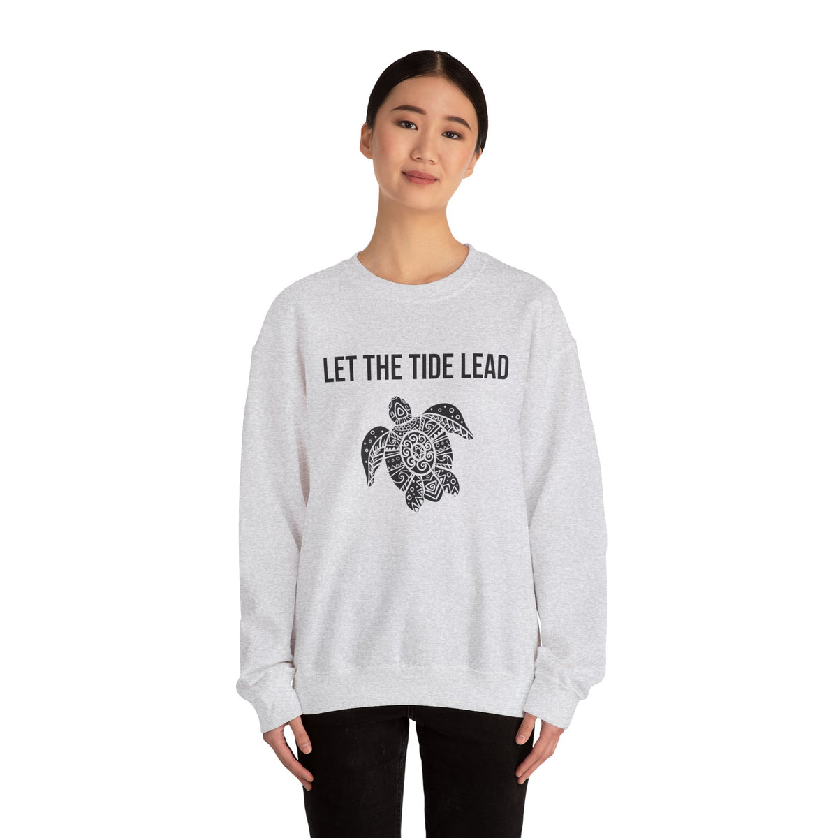 Turtle Crewneck Sweatshirt — "Let the Tide Lead" Coastal Graphic
