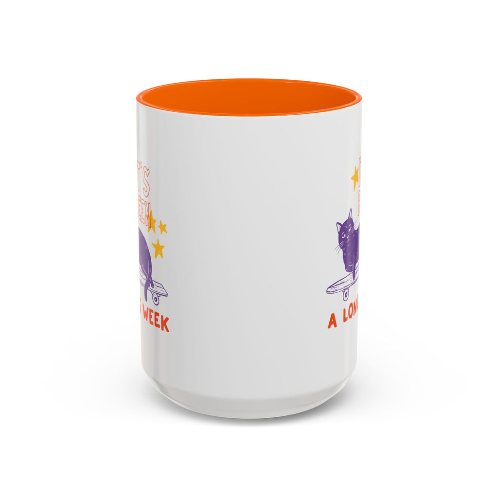 “It’s Been a Long Week” Cat on Skateboard Coffee Mug