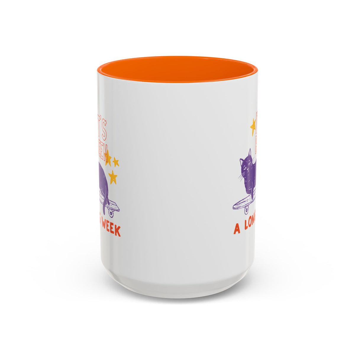 “It’s Been a Long Week” Cat on Skateboard Coffee Mug