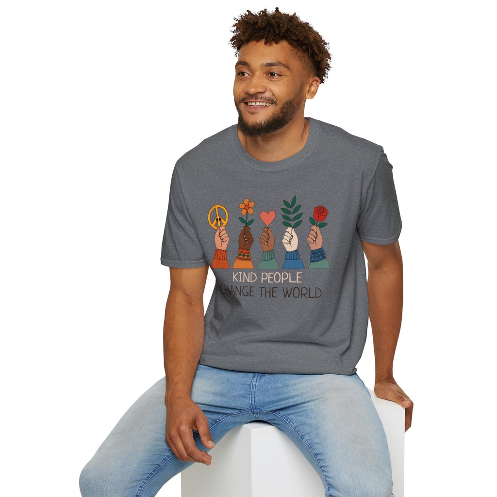 Kind People Change the World T-Shirt | Peace Flower Heart Rose Hands