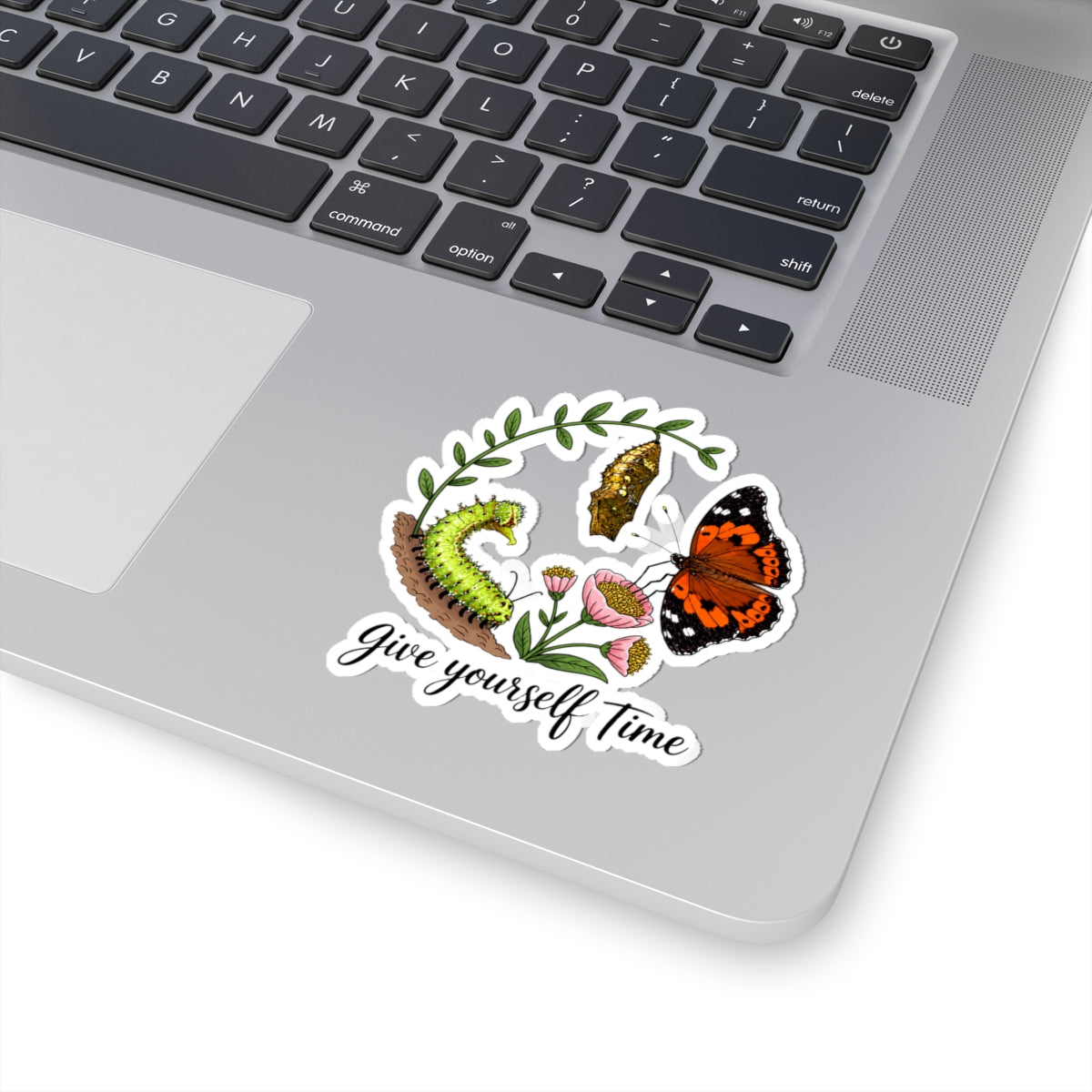 Give Yourself Time — Kamehameha Butterfly & Caterpillar Kiss-Cut Sticker