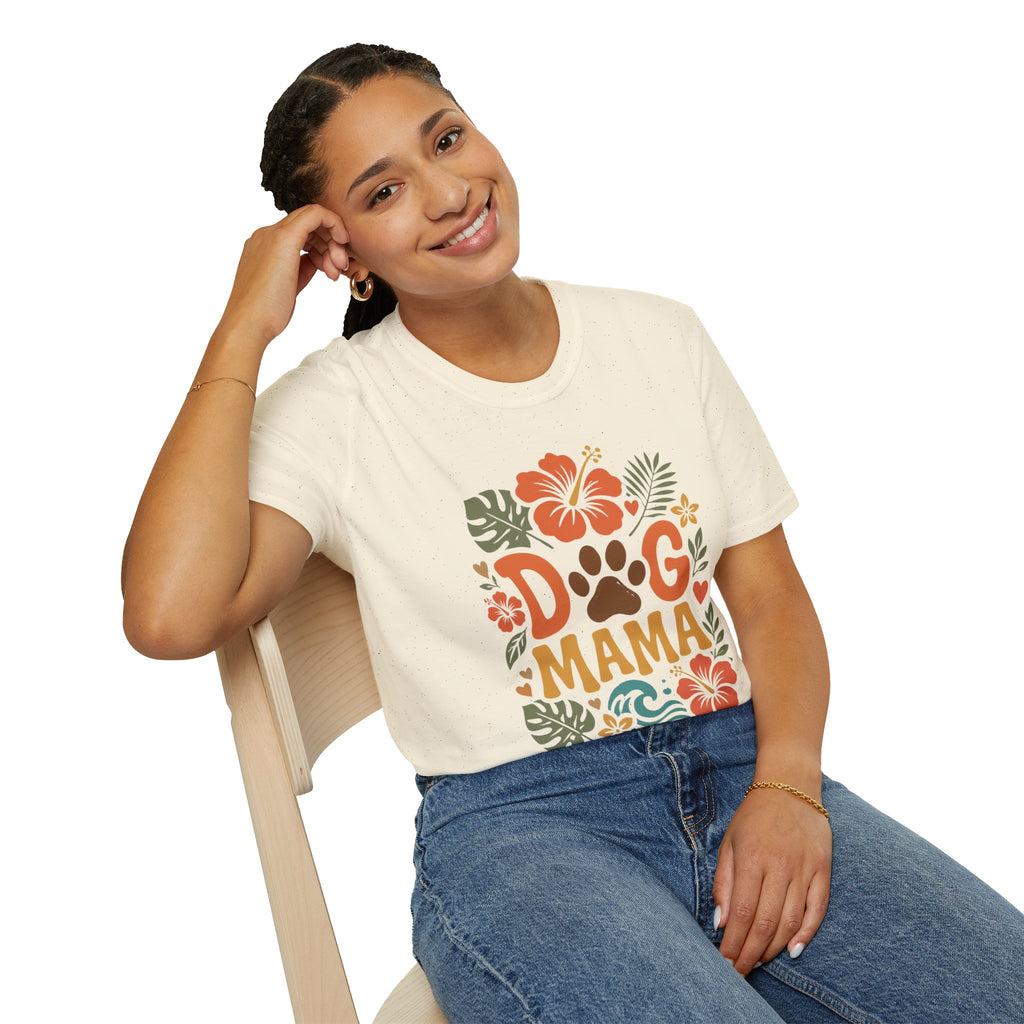 “DOG MAMA” Floral Paw Print Tropical Tee