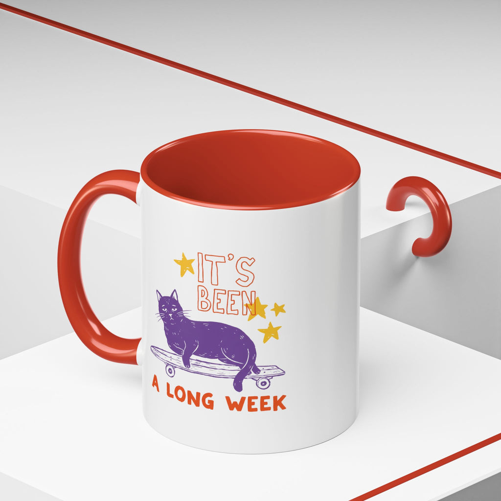 “It’s Been a Long Week” Cat on Skateboard Coffee Mug