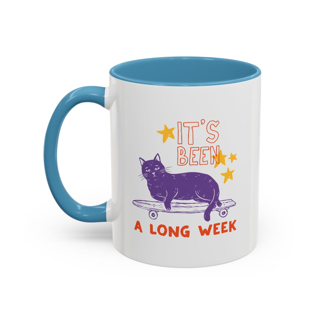 “It’s Been a Long Week” Cat on Skateboard Coffee Mug