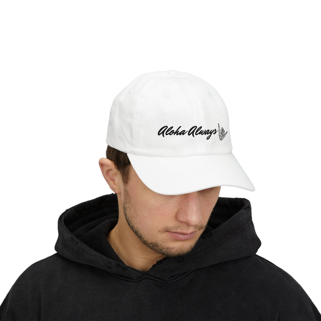 Aloha Always Dad Cap — Hawaiian Skeleton Shaka Hat