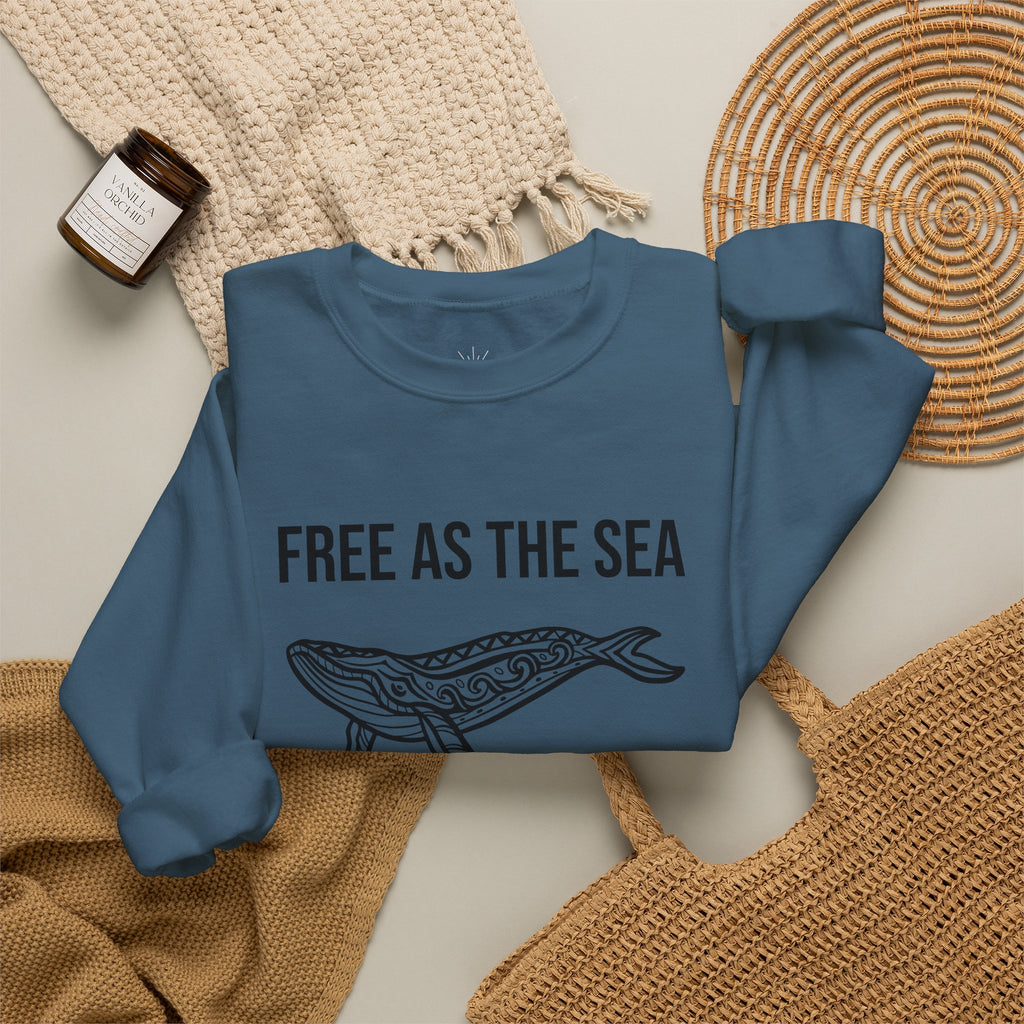 Free As The Sea Whale Sweatshirt – Tribal Ocean Design