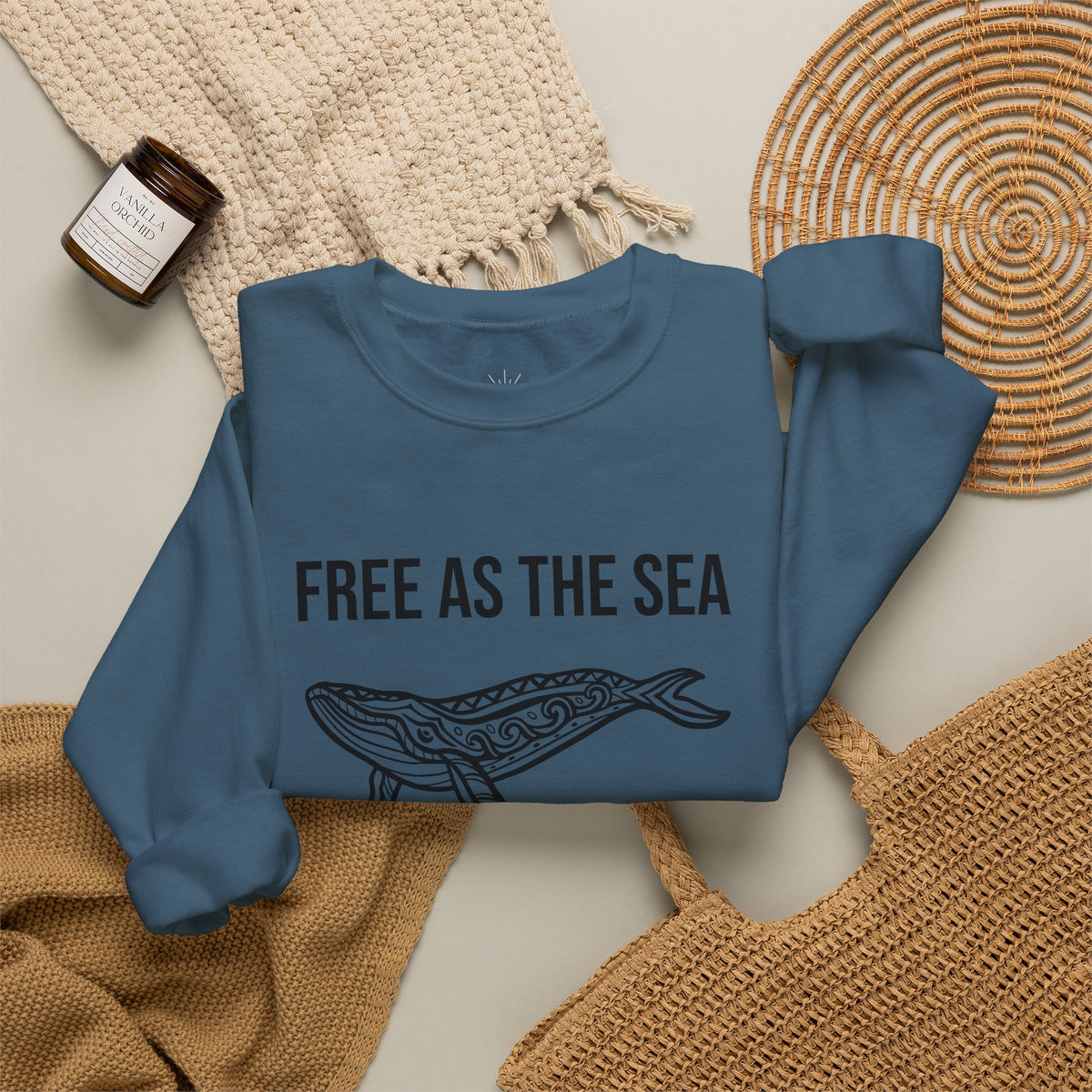 Free As The Sea Whale Sweatshirt – Tribal Ocean Design