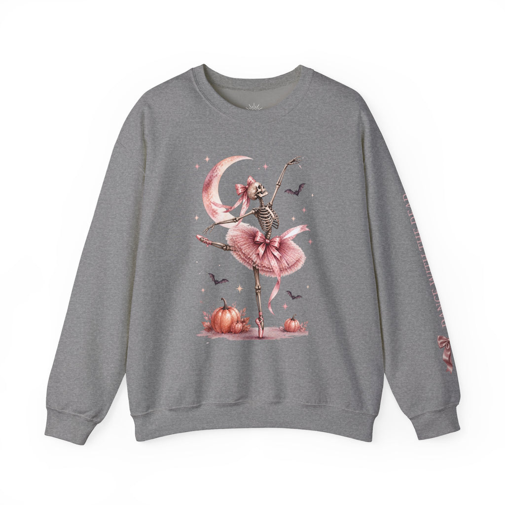 Skeleton Ballerina Ballet Dancer Sweatshirt | Halloween Pumpkin Moon
