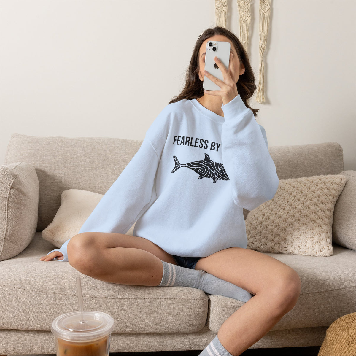 Fearless by Nature Tribal Shark Crewneck Sweatshirt