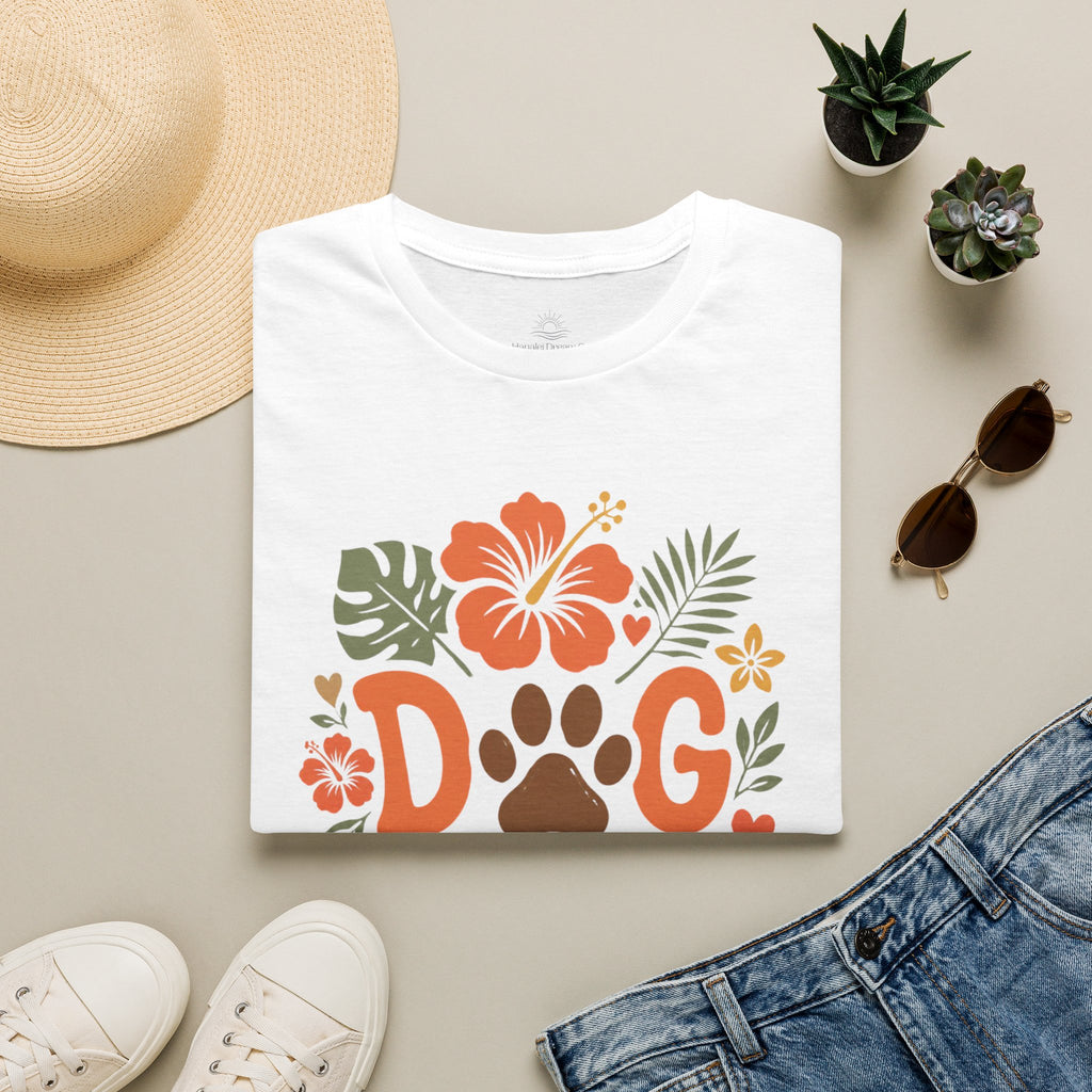 “DOG MAMA” Floral Paw Print Tropical Tee