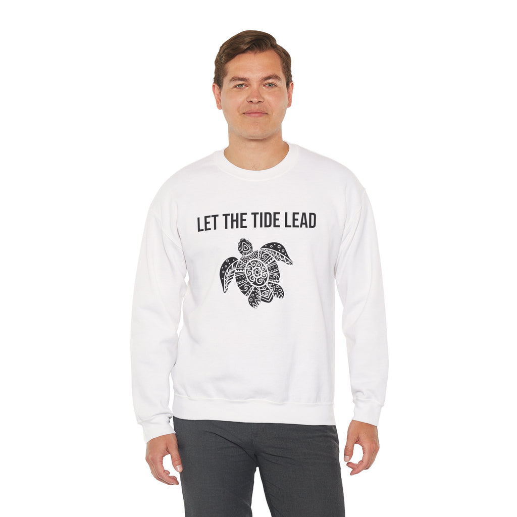 Turtle Crewneck Sweatshirt — "Let the Tide Lead" Coastal Graphic