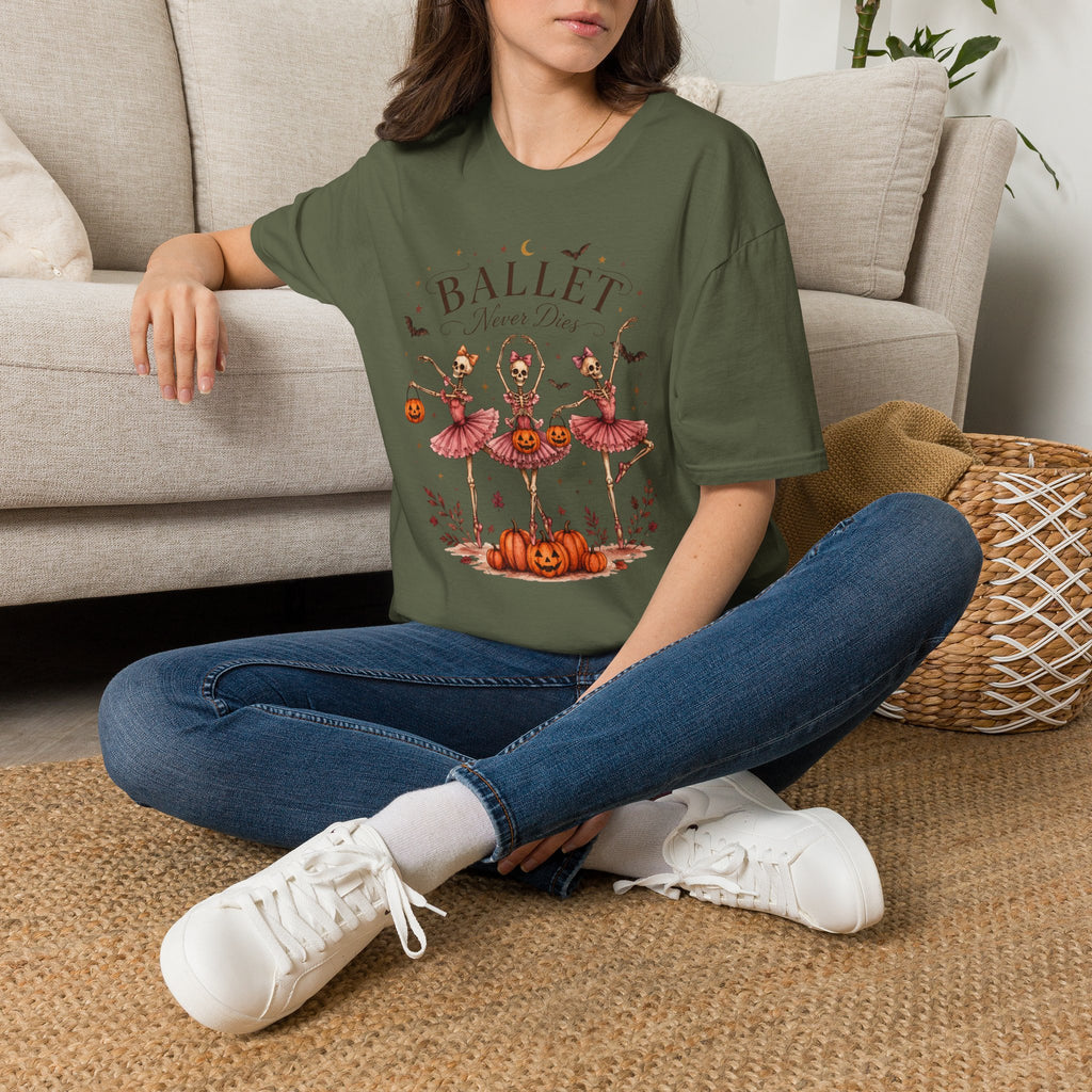 Ballet Never Dies T-Shirt | Halloween Skeleton Ballerina