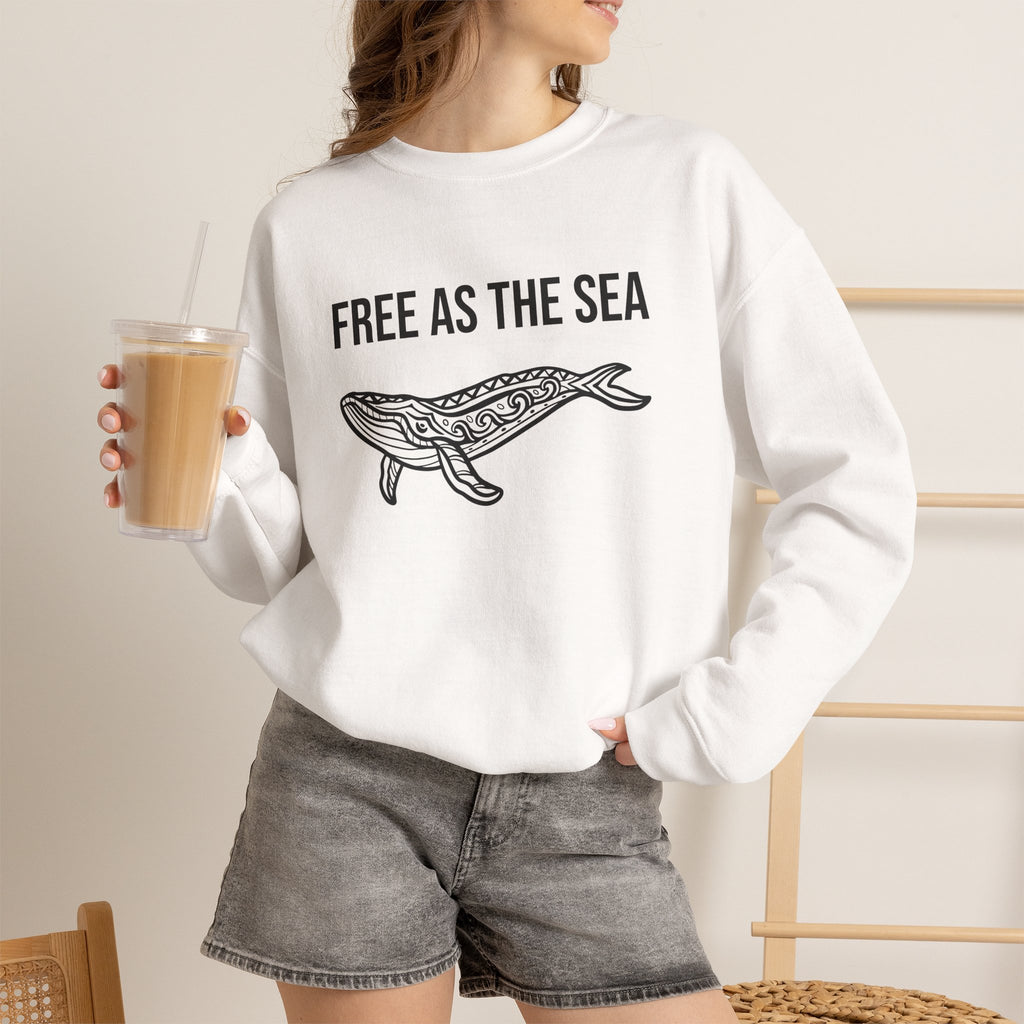 Free As The Sea Whale Sweatshirt – Tribal Ocean Design