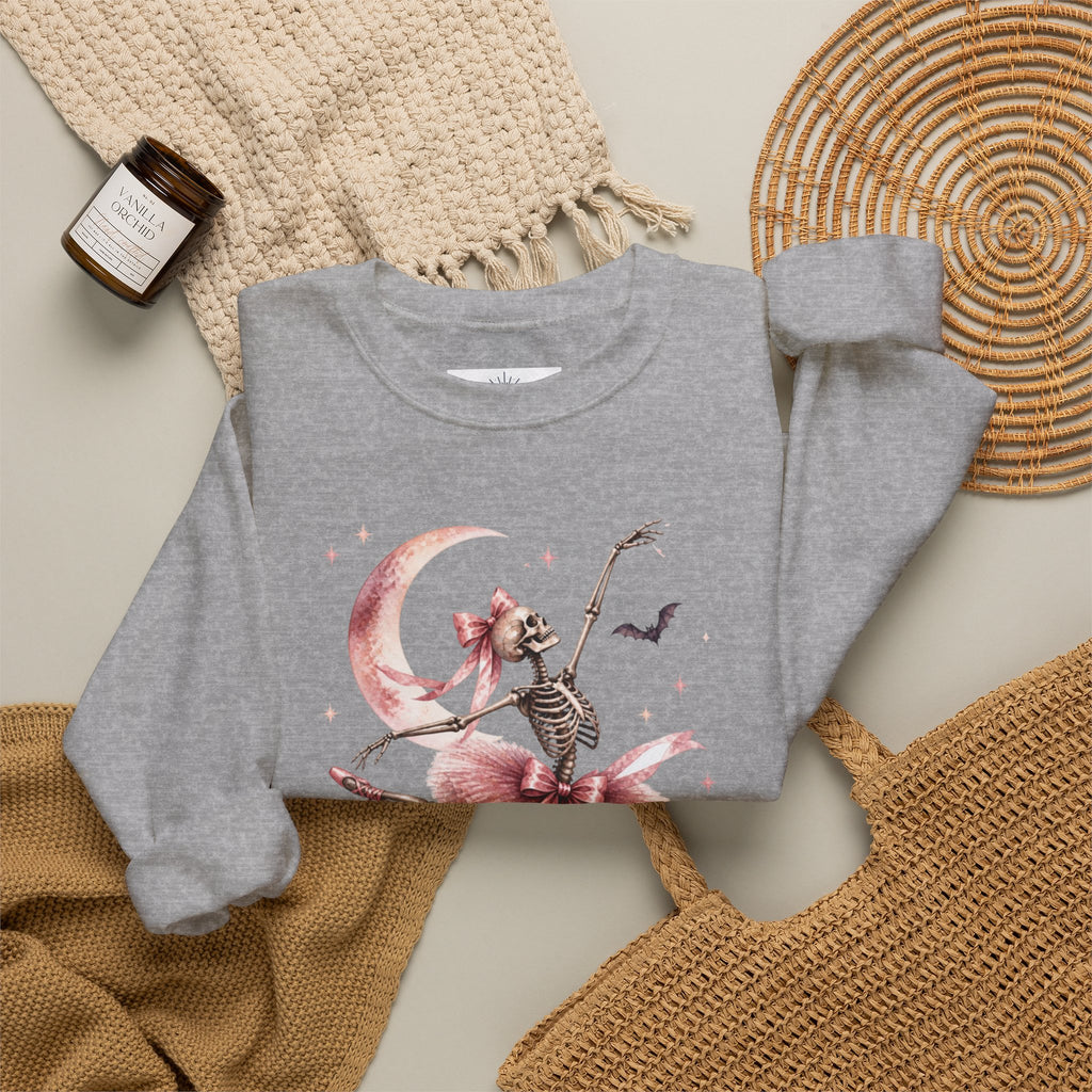 Skeleton Ballerina Ballet Dancer Sweatshirt | Halloween Pumpkin Moon