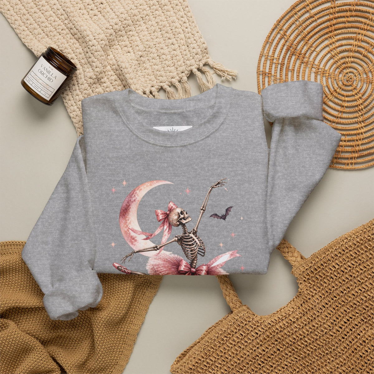 Skeleton Ballerina Ballet Dancer Sweatshirt | Halloween Pumpkin Moon