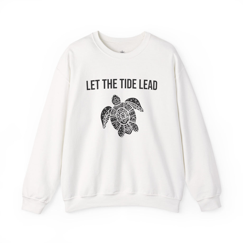 Turtle Crewneck Sweatshirt — "Let the Tide Lead" Coastal Graphic