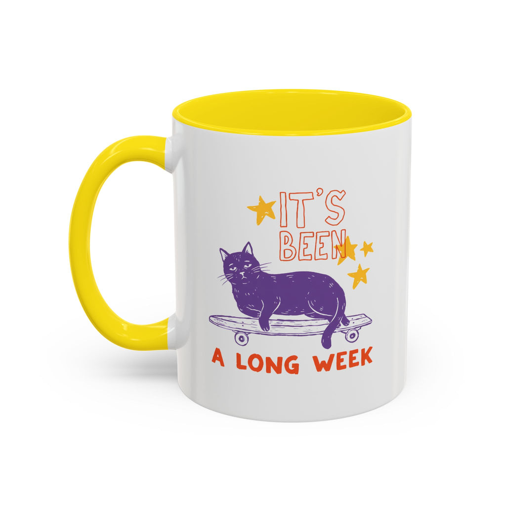 “It’s Been a Long Week” Cat on Skateboard Coffee Mug
