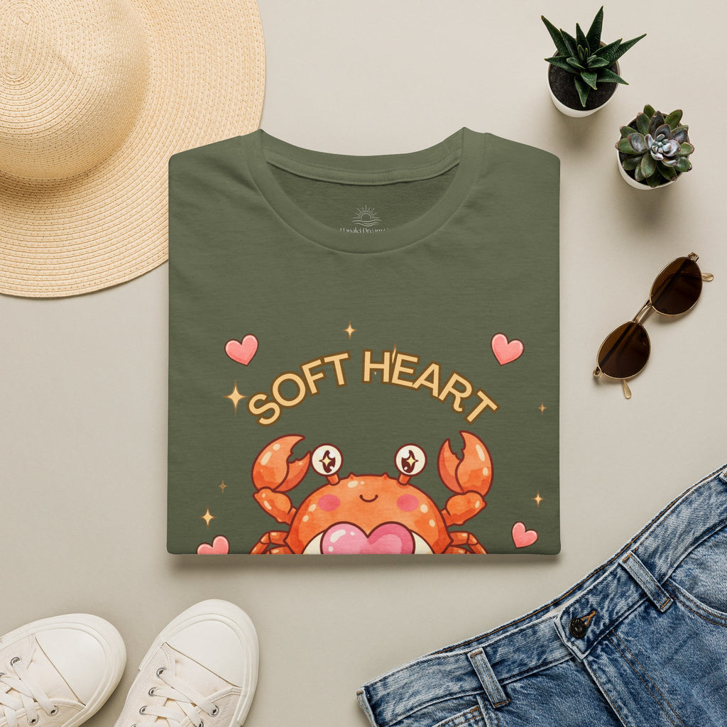Soft Heart Sharp Claws Cute Crab T-Shirt, Ocean Graphic