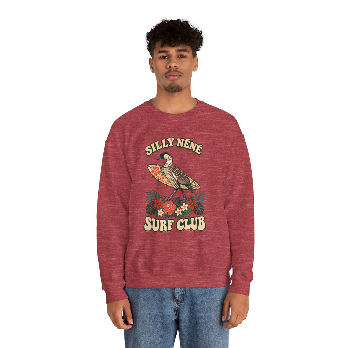Silly Nēnē Surf Club Christmas Crewneck Sweatshirt – Hawaiian Goose Holiday Sweatshirt