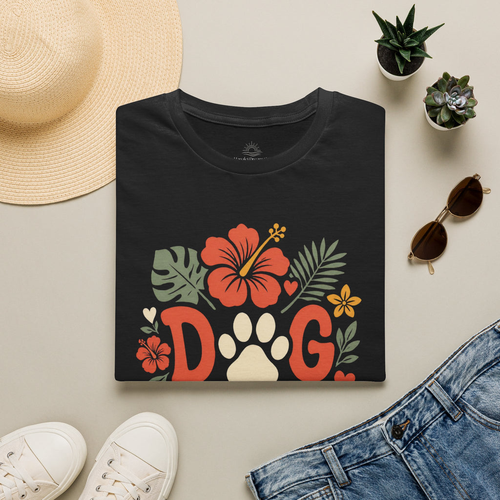“DOG MAMA” Floral Paw Print Tropical Tee
