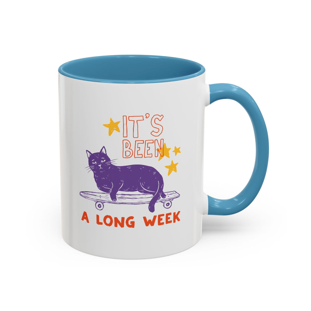 “It’s Been a Long Week” Cat on Skateboard Coffee Mug
