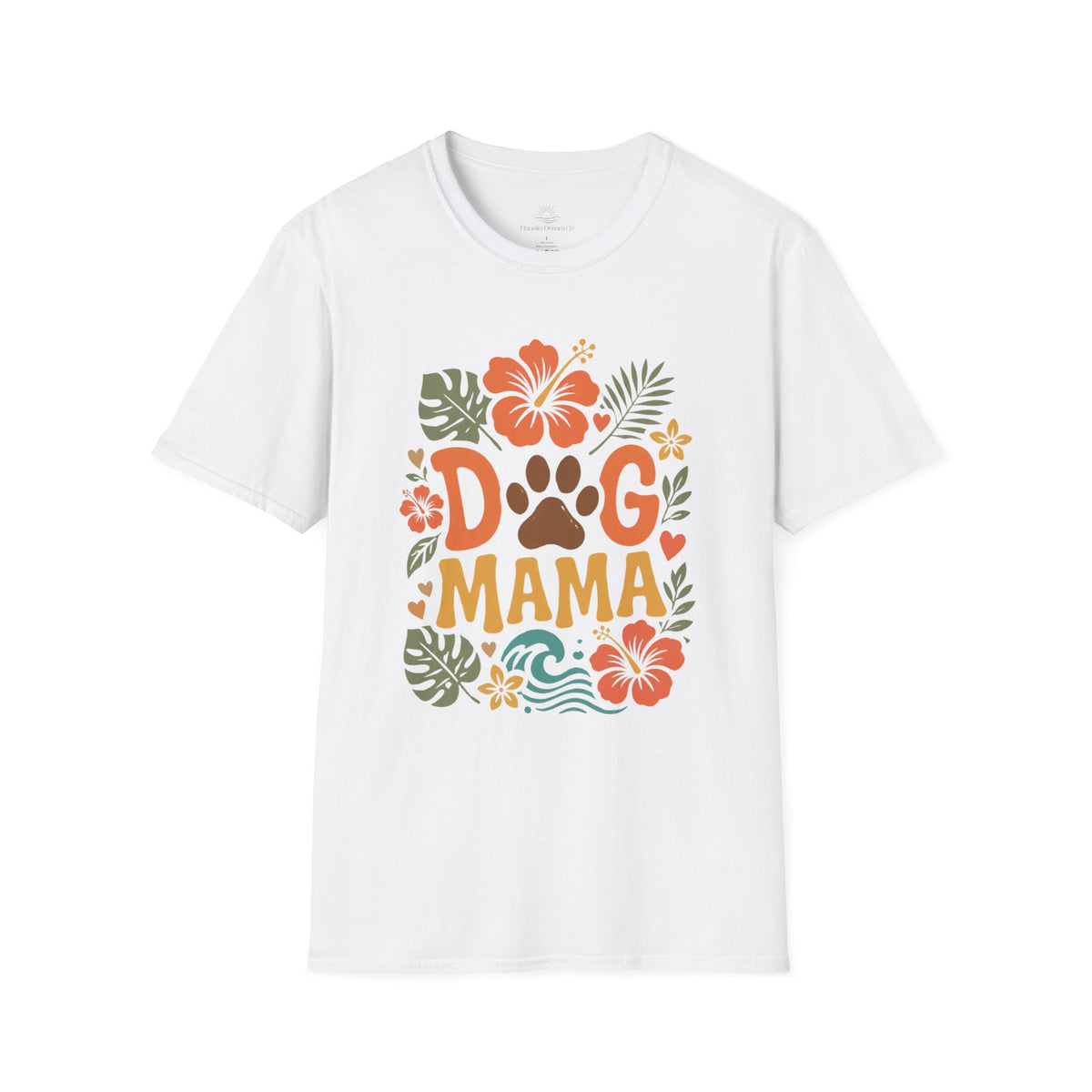 “DOG MAMA” Floral Paw Print Tropical Tee