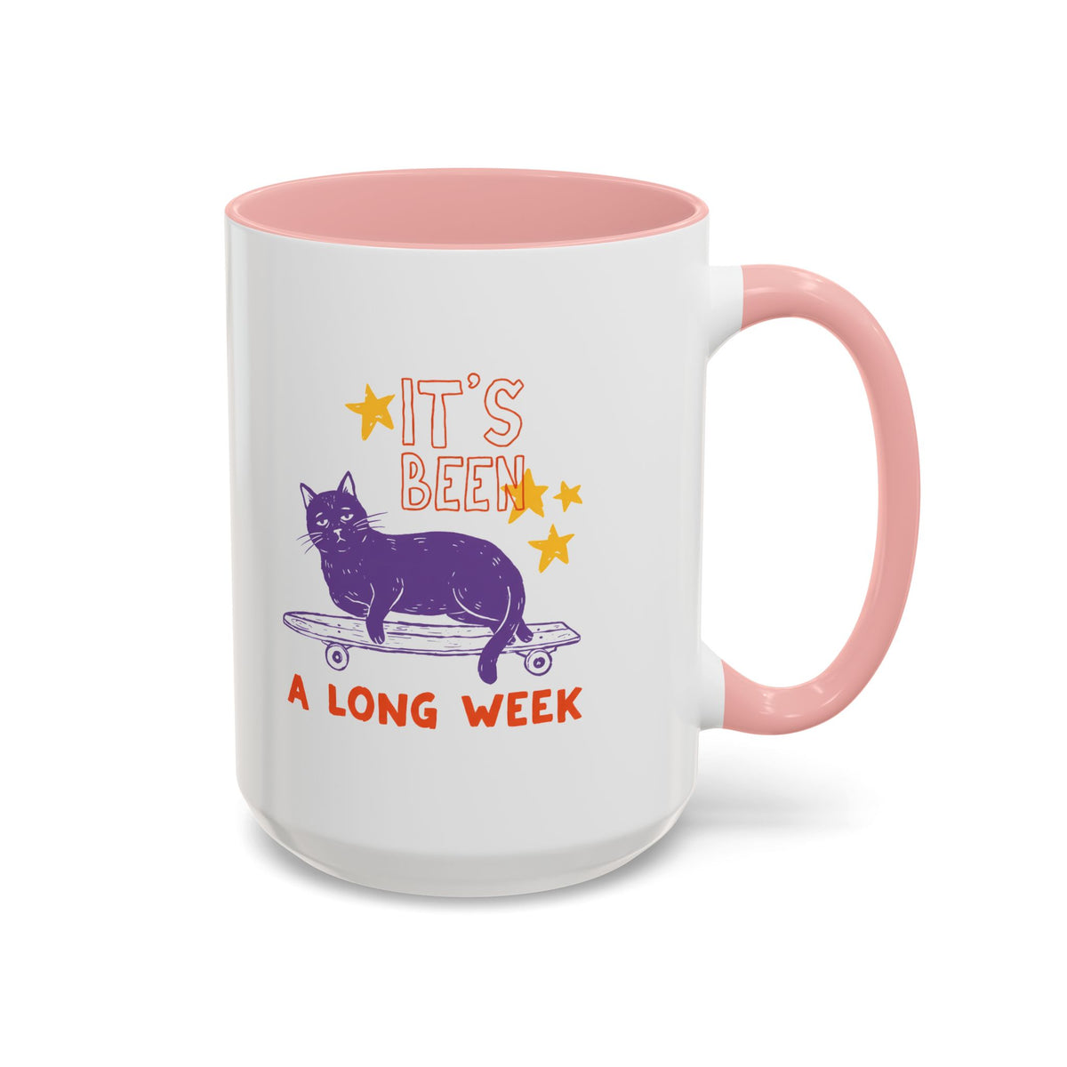 “It’s Been a Long Week” Cat on Skateboard Coffee Mug