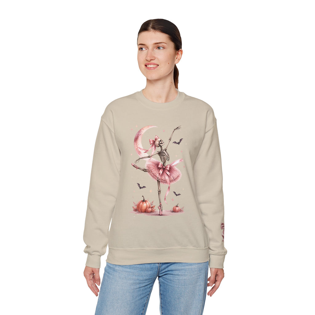 Skeleton Ballerina Ballet Dancer Sweatshirt | Halloween Pumpkin Moon