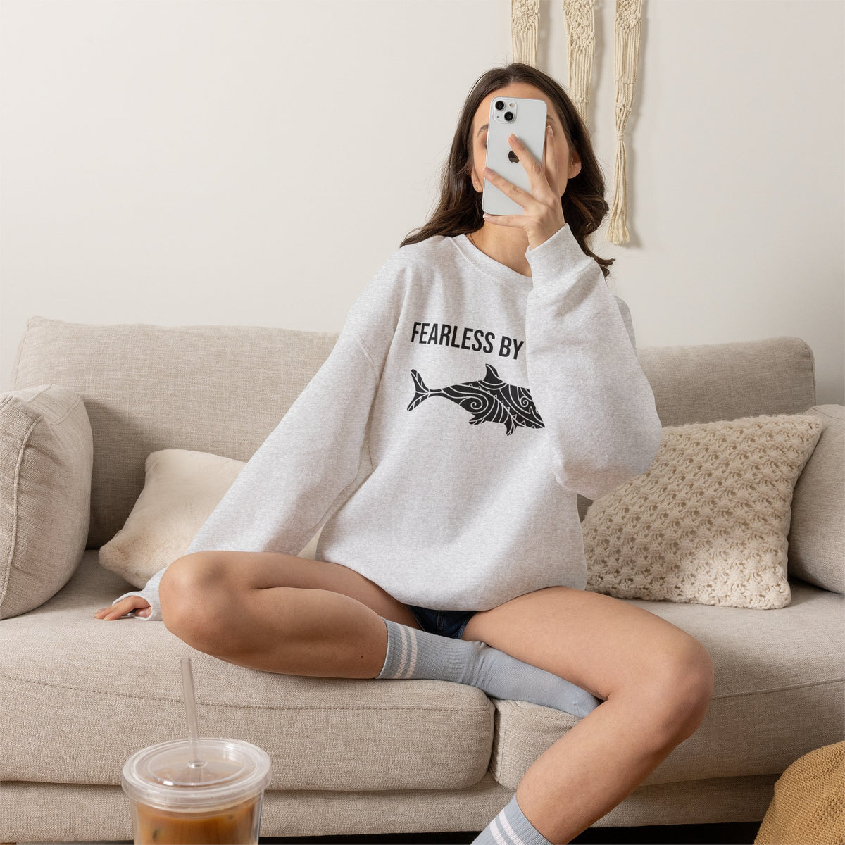 Fearless by Nature Tribal Shark Crewneck Sweatshirt
