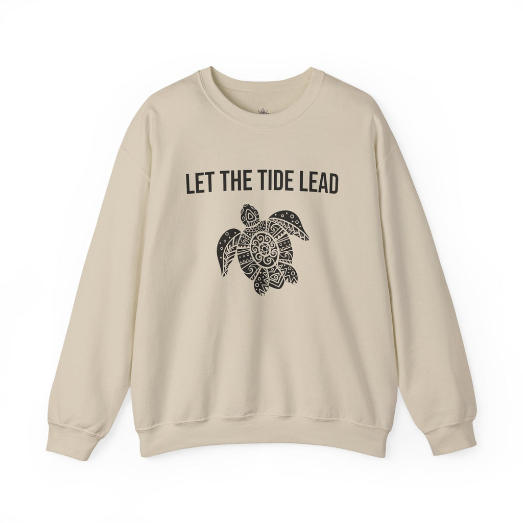 Turtle Crewneck Sweatshirt — "Let the Tide Lead" Coastal Graphic