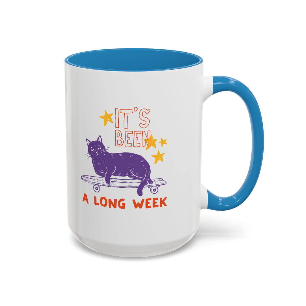 “It’s Been a Long Week” Cat on Skateboard Coffee Mug