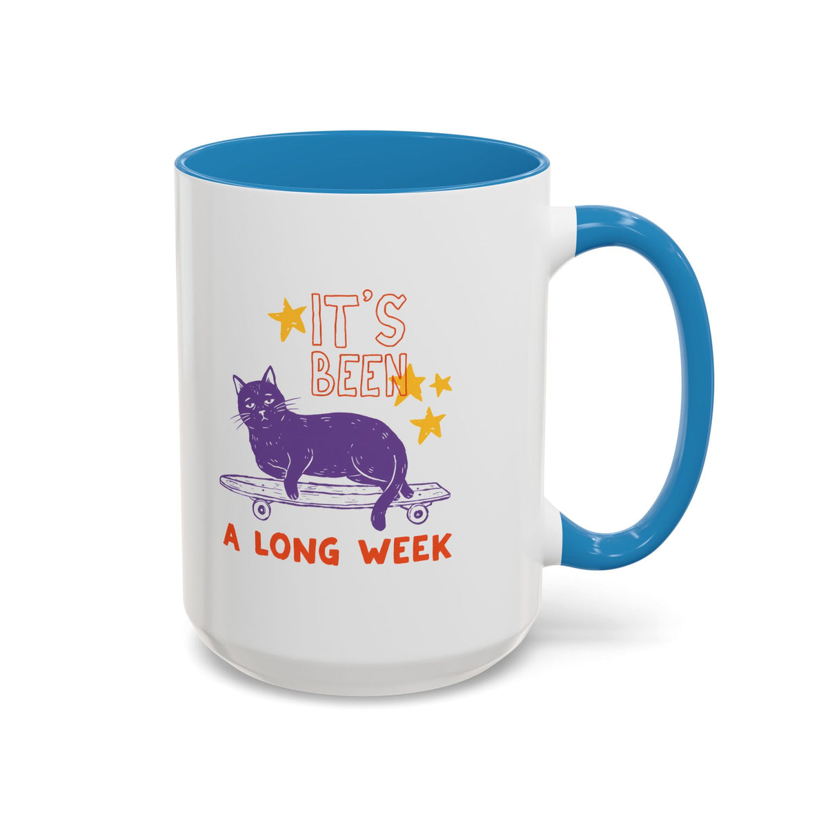 “It’s Been a Long Week” Cat on Skateboard Coffee Mug