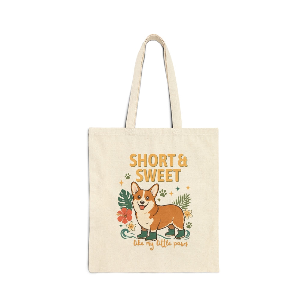 Short & Sweet Corgi Cotton Canvas Tote Bag