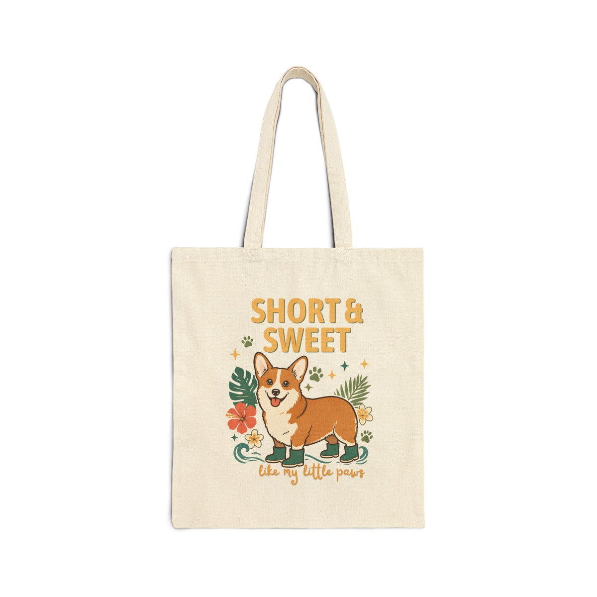 Short & Sweet Corgi Cotton Canvas Tote Bag